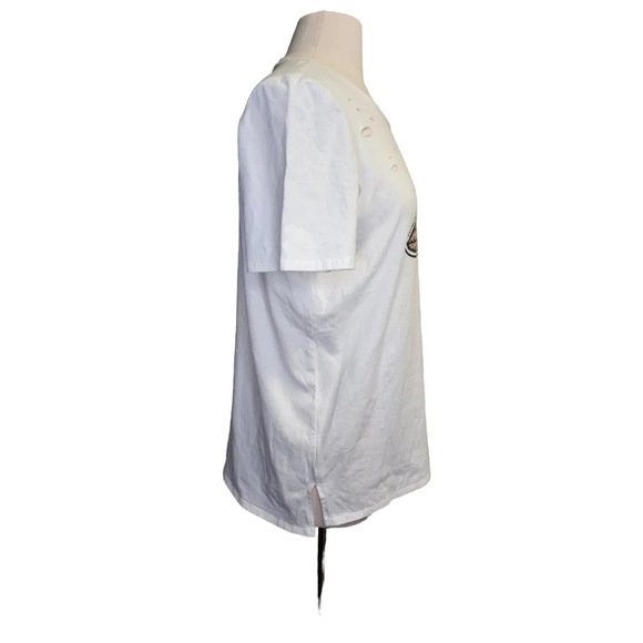 Zutter Lips Are Sealed Distressed Leopard Lips Tee Size Large F395 - Picture 6 of 10